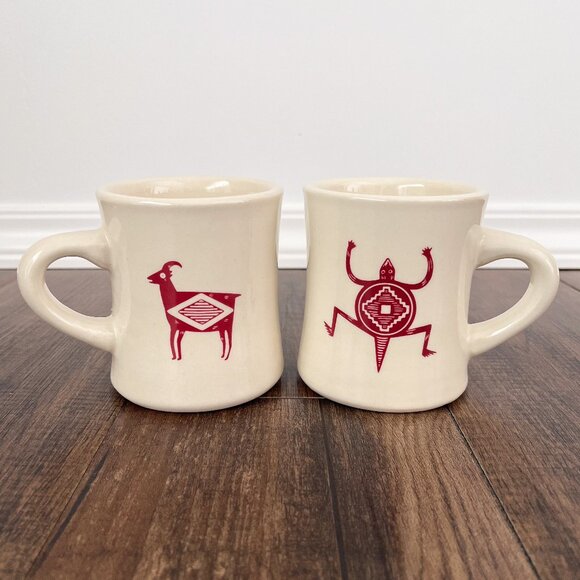 Pipestone Mimbreno Indian Replica Bighorn Sheep Lizard (Set of 2) Cafe Mugs 10oz - Picture 10 of 10
